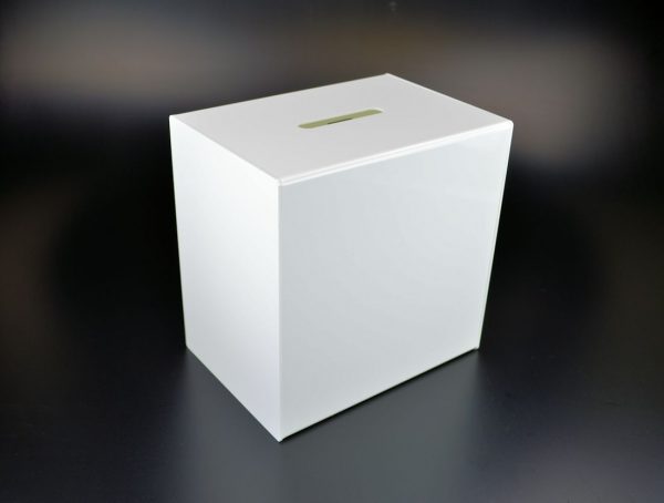 BB0020 white front Lockable Ballot Comments Charity Collection Suggestion Box White