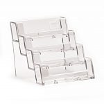 Landscape Free standing 4 tier Business Card Holder Clear Plastic