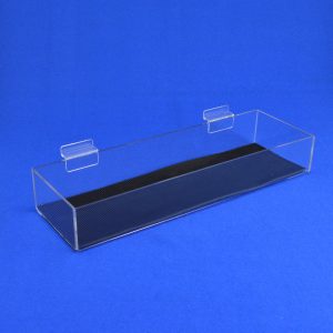 Slatwall Shelf / Tray with Rubber non slip lining Clear Acrylic