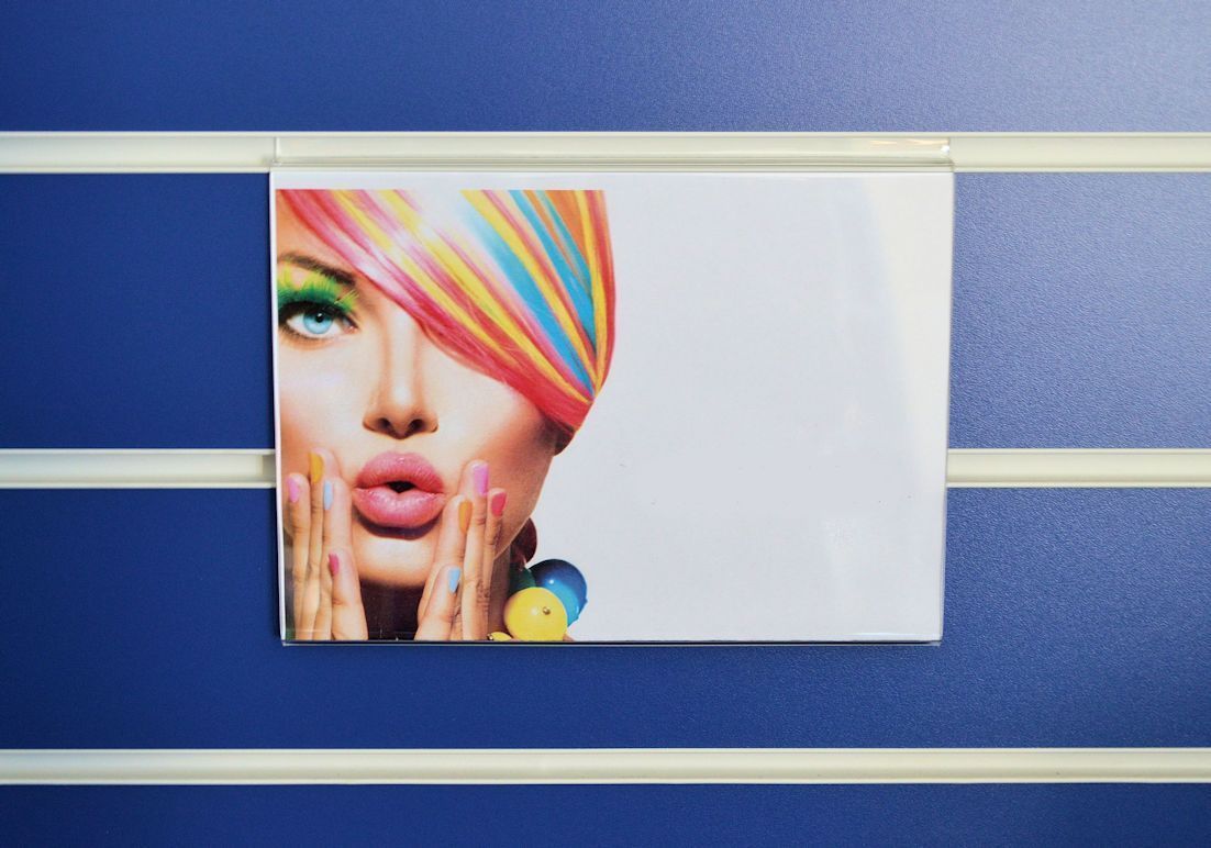 landscape acrylic slatwall menu holder Landscape Clear Acrylic Slatwall Menu / Poster Holder