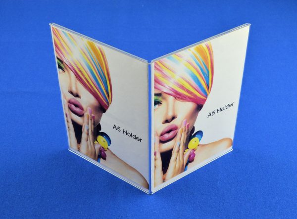 4 sided A5 portrait acrylic menu holder rear example 4 Sided A5 Portrait Price List / Menu Holder Clear Acrylic