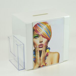 Large Lockable Ballot Box Feedback Box Charity Box Collection Box Suggestion Box with Leaflet Holder - BB0020 White LH